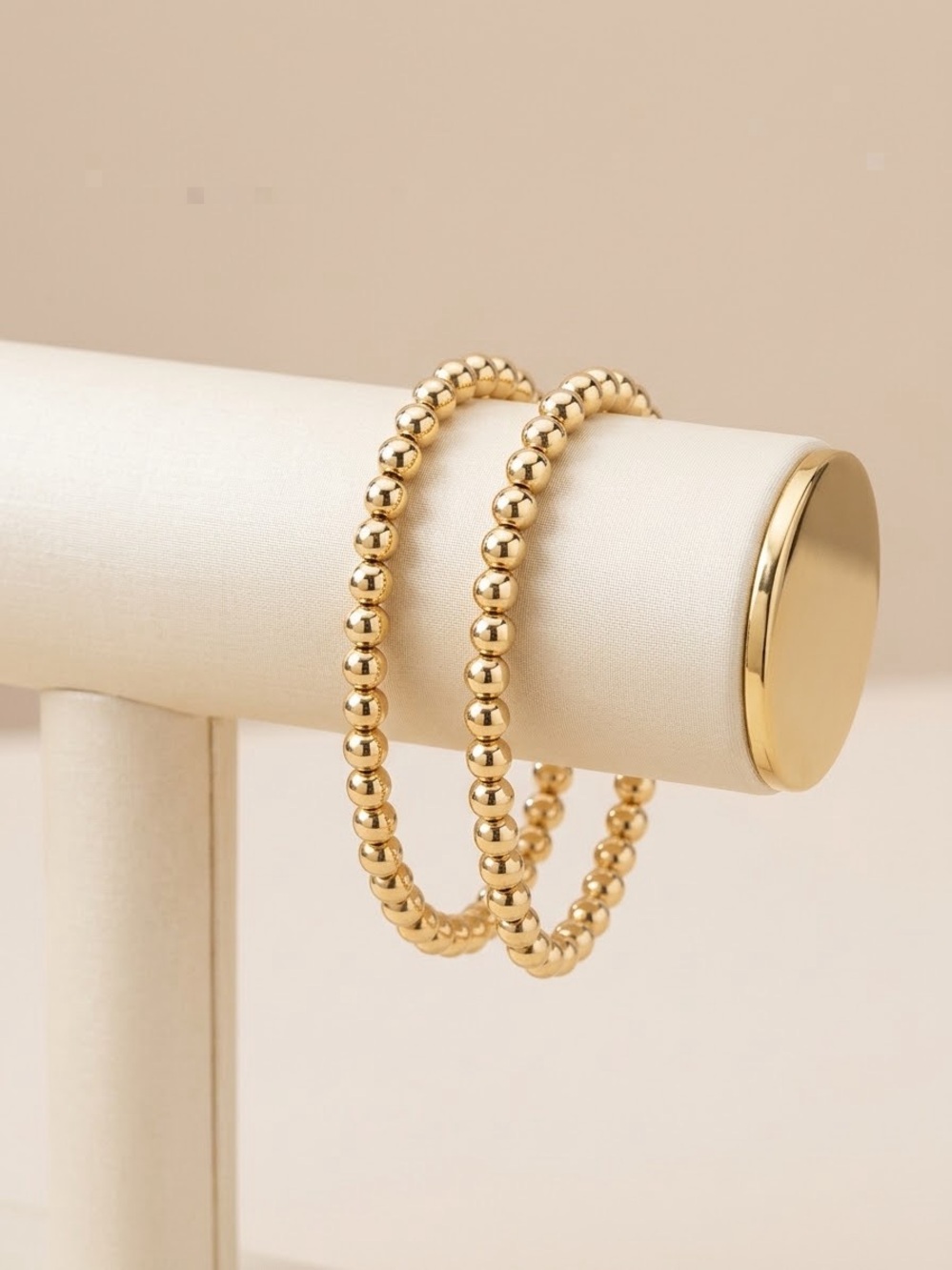 Classic Gold Beaded Hoop Earrings - Women Jewelry for toddler